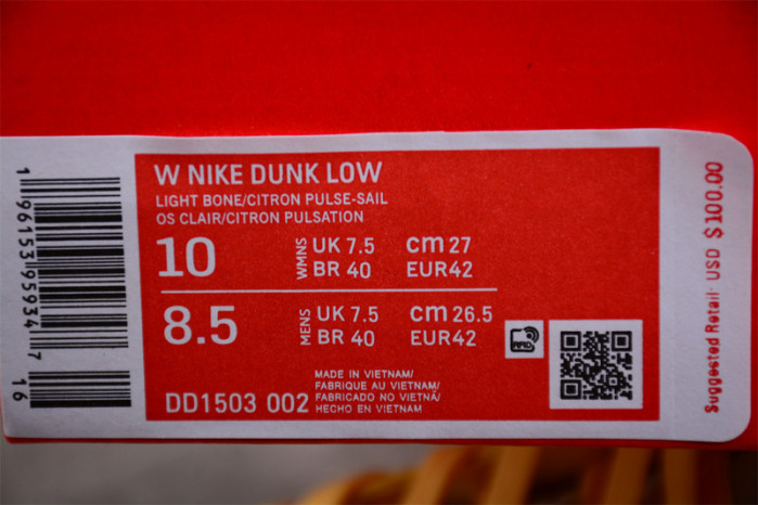 nike dunk low citron pulse dd1503-002