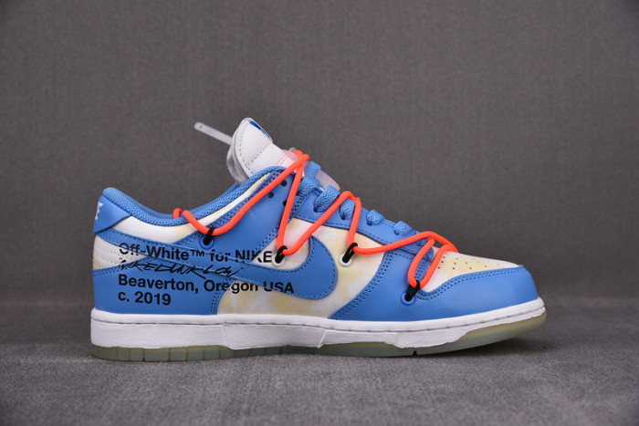 ofw x nike dunk low white blue ct0856-403