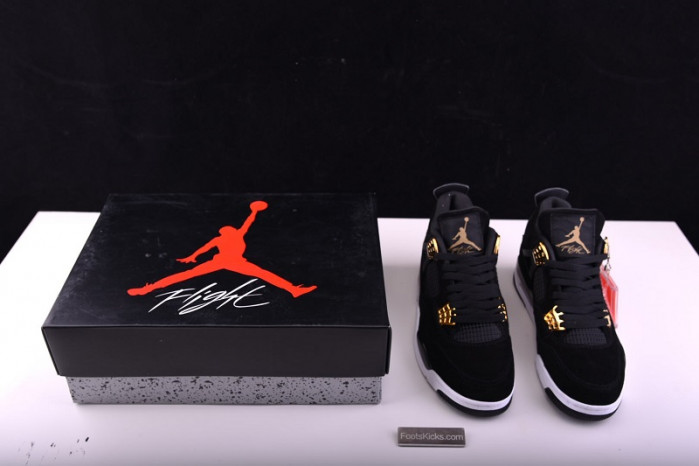 air jordan 4 “royalty” black/metallic gold-white mens 308497-032