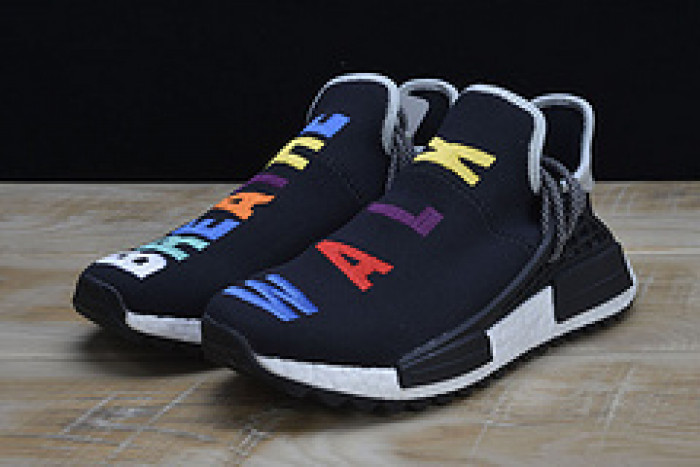 pharrell x nmd hu tri-color black running shoes 114970010