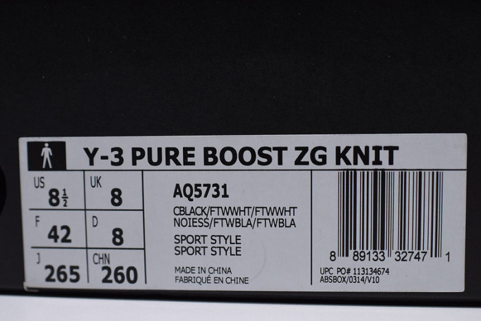 y-3 pure boost zg knit (black / white) aq5731