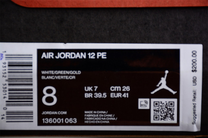 air jordan 12 white and green 136001-063