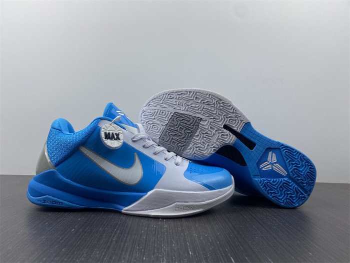 nike zoom kobe 5 blue grey white metallic sliver 407710-102
